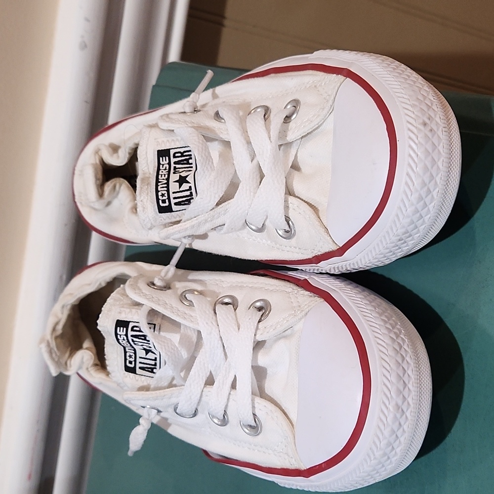 Converse White and Red Athletic Shoes - Picture 4 of 7
